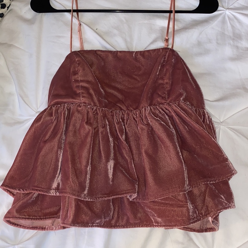 Urban Outfitters Peplum Velvet Top